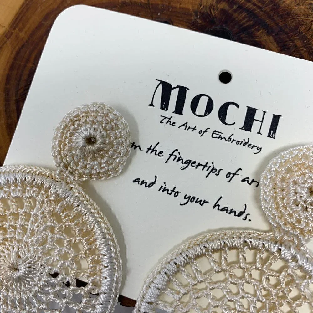 Mochi Earrings Crochet Hoop Pierced Dreamcatcher Boho
